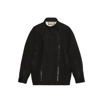 GUCCI Zipper Detailed Denim Jacket Black
