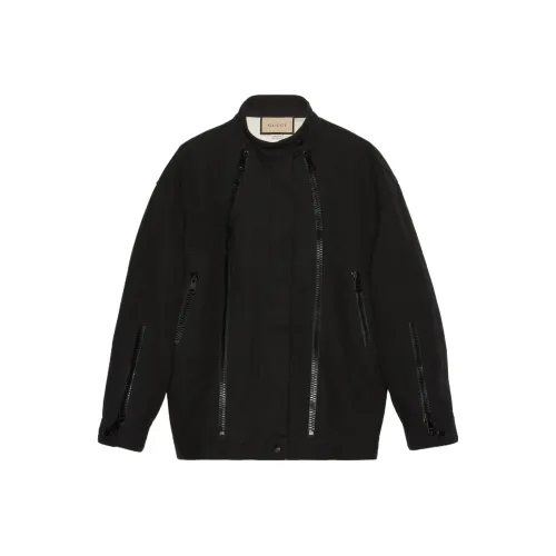 GUCCI Zipper Detailed Denim Jacket Black