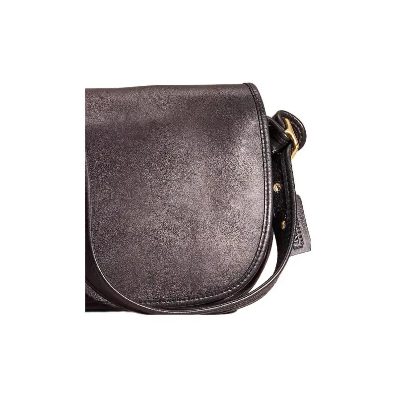 COACH Legacy Leather Saddle Bag, Shoulder Bag, Crossbody Bag Medium Size Women's Brass & Black-3