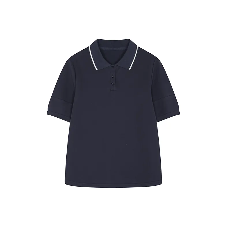 Mo Han Yi Mei Polo Shirt Women's Navy Blue-3
