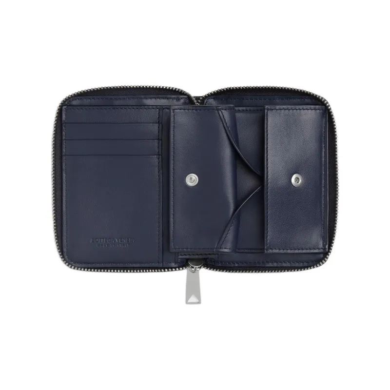 Bottega Veneta Intrecciato Cow Leather Wallet Men's Dark Blue-3