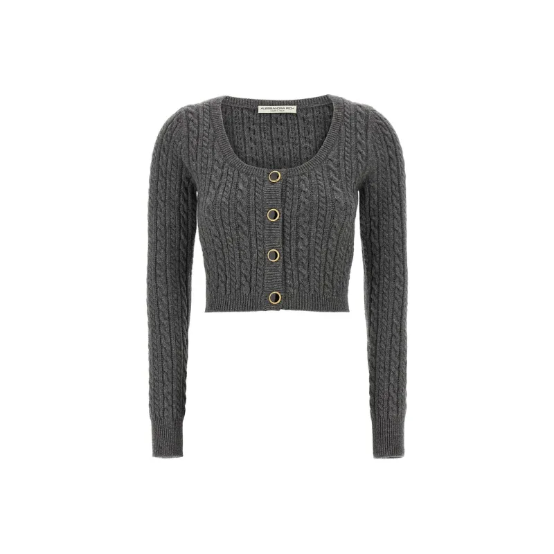 Alessandra Rich Knitted Cropped Cardigan-0