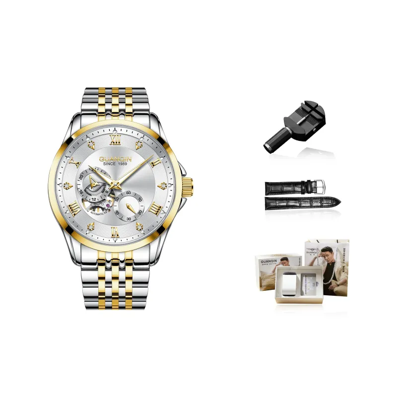 GUANQIN Super Player Collection Mechanical Movement Steel Strap Watch Men's Watches White Dial-19
