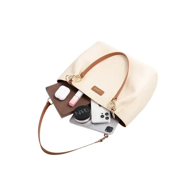 COOGI Cow Leather Tote Bag Shopping Bag Shoulder Bags Women's Brown/Pink-9