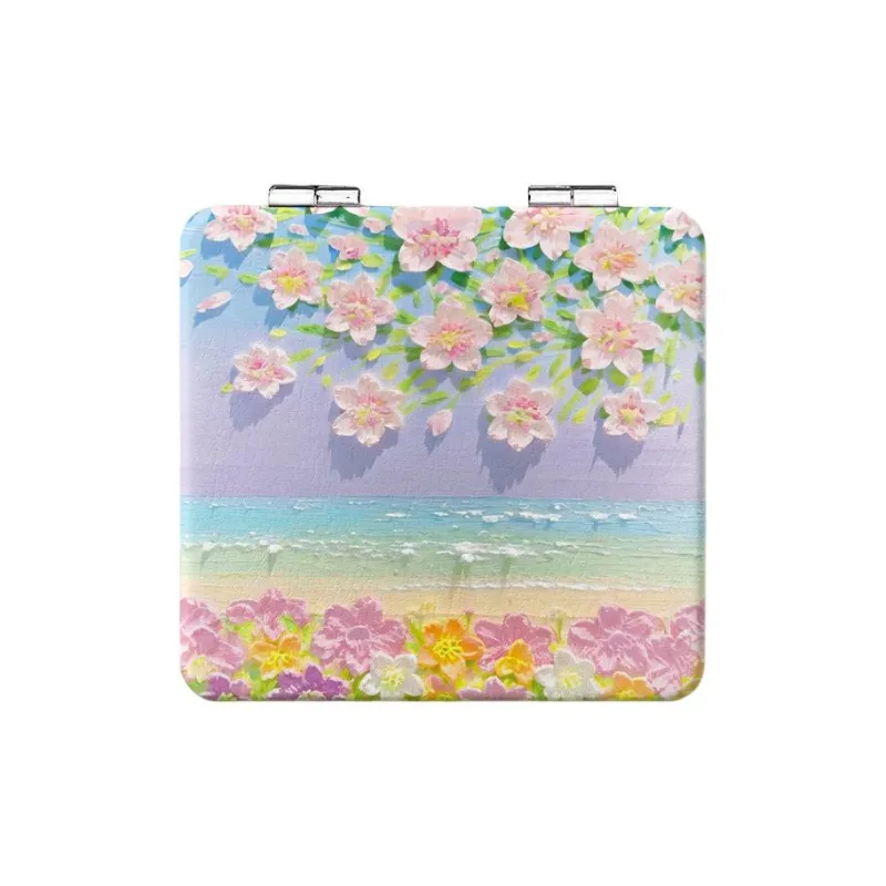 MENGNI Hand Drawn Color Oil Painting Make Up Mirrors Portable Pocket Foldable Double Sided Mirror-3
