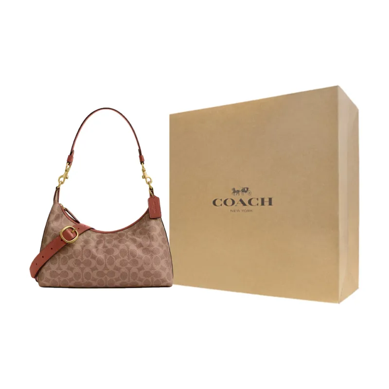 COACH Juliet Canvas Shoulder Bag Large Size Women's Caramel-8
