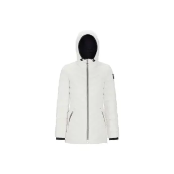 Moose Knuckles FW22 Solid Color Hooded Thickened Mid Length Down Jacket Women's White