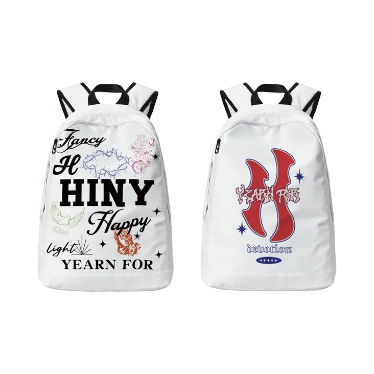 HINY Polyester Backpack Unisex White-36