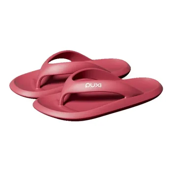 POSEE Home Slippers Solid Color Minimalist Style Flip Flops Unisex, Angora Red