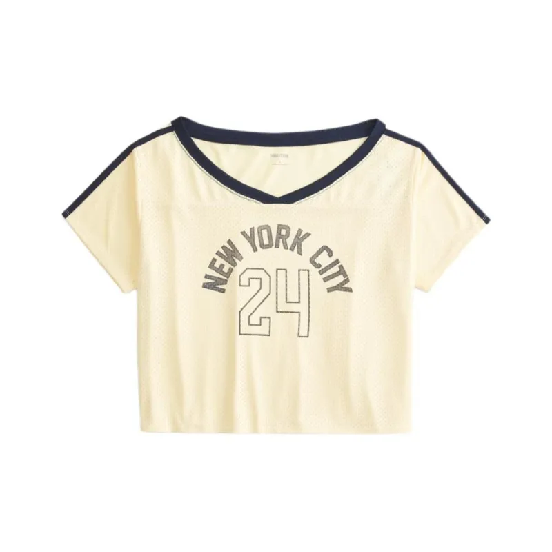Hollister Drop Shoulder Sleeve T Shirt Women's Yellow-0