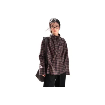 SUPERSCAPE Shirt Women's Black Red Plaid