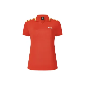FILA Polo Shirts Women's National Flag Red Logo Standard Color