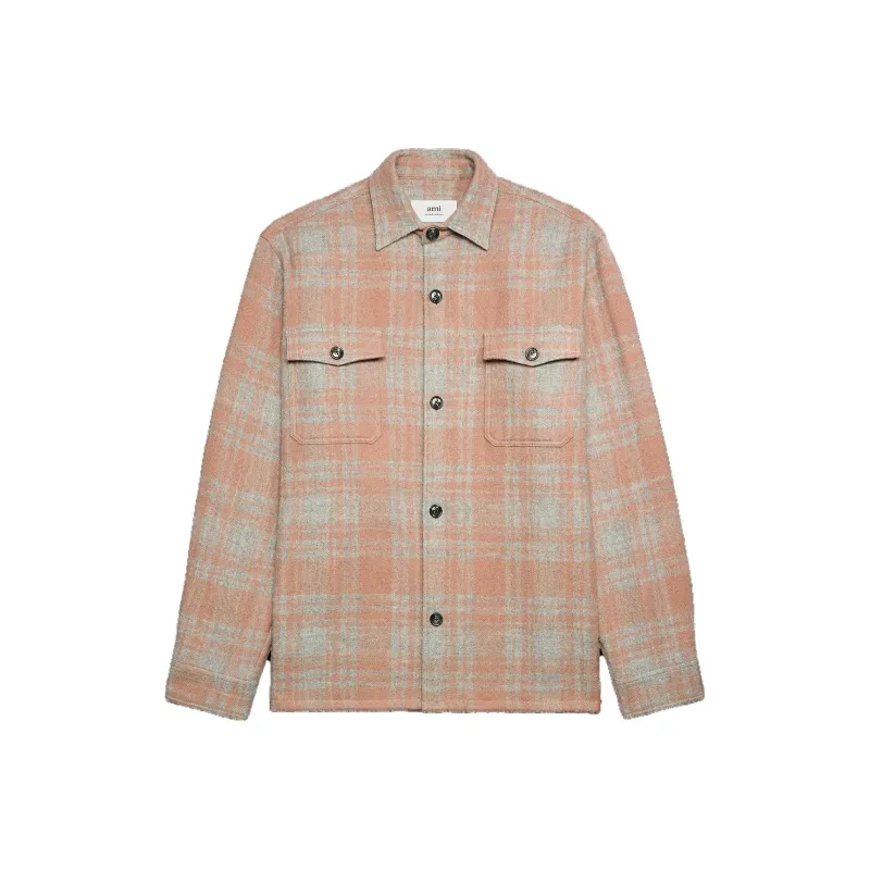 AMIPARIS Plaid Wool Shirt Jacket-0