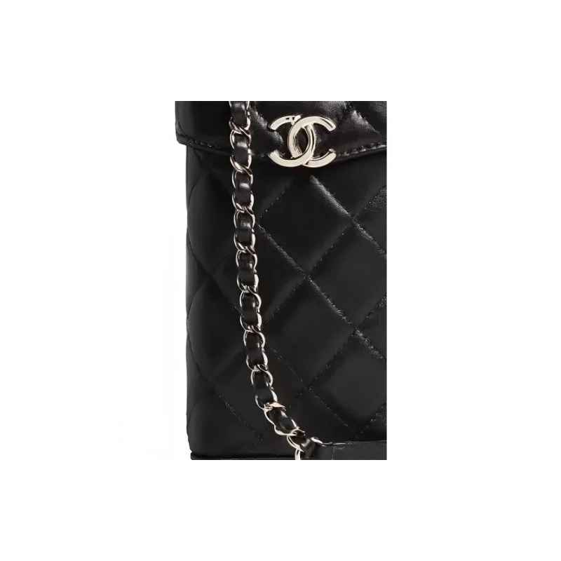 CHANEL Lambskin Cell Phone Pouch, Shoulder Bag, Crossbody Bag Mini Women's Black-1