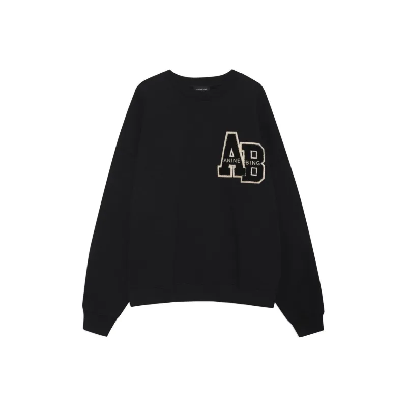 Anine Bing Miles Logo Patch Jersey Sweatshirt-0