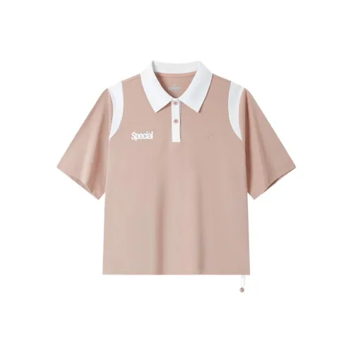 XTEP Polo Shirt Women's Vermilion Tube Pink/Pearl White