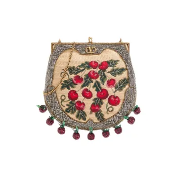 Valentino Raffia Clutch, Crossbody Bag, Shoulder Bag Women's Natural & Multicolor