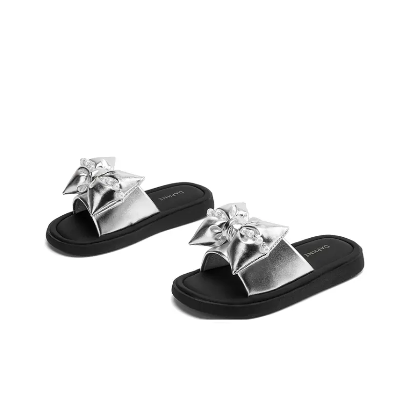 DAPHNE Leather Patchwork Quiet Slide Slippers Women's-5