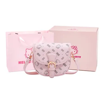 MESUCA Sanrio Hello Kitty Collaboration Kitty Series PU Crossbody Bag, Shoulder Bag Women's Pink/Brown/Milk Tea