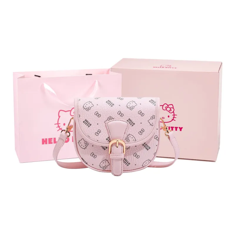 MESUCA Sanrio Hello Kitty Collaboration Kitty Series PU Crossbody Bag, Shoulder Bag Women's Pink/Brown/Milk Tea-0