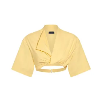 Jacquemus Le Bahia Court Jersey Top 'Light Yellow'