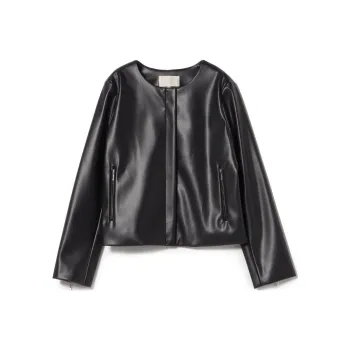 Beams HEART Leather Jacket Women's Black