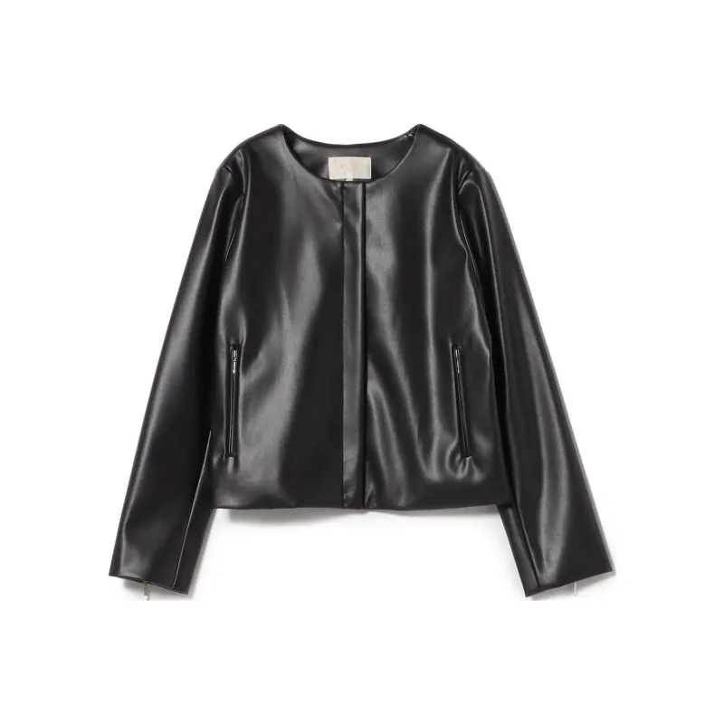 Beams HEART Leather Jacket Women's Black-0