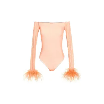 Oséree Off Shoulder Sheer Bodysuit