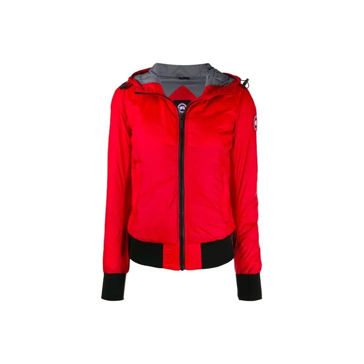 Canada Goose Solid Color Hooded Down Jacket Women's Red-0