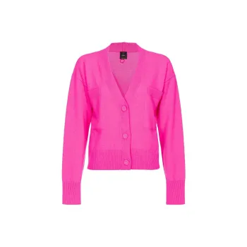PINKO FW23 Cardigan Misto Cachemire Con Tasche Knitwear Women's Pink