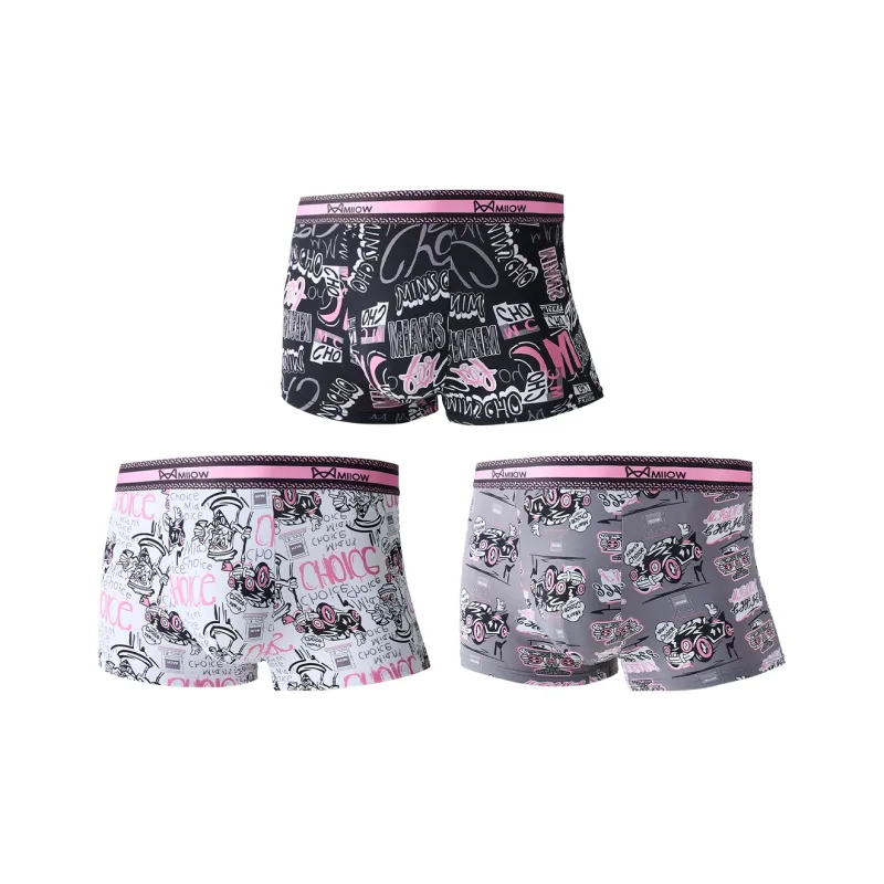 MIIOW Underpants Men's 3 Pack Trendy Black Powder-0