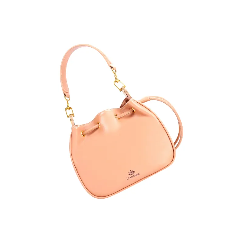 COURONNE Cow Leather Handbag Regular Women's Black/Flesh Pink-7