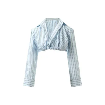 Jacquemus Striped Collared Cropped Shirt