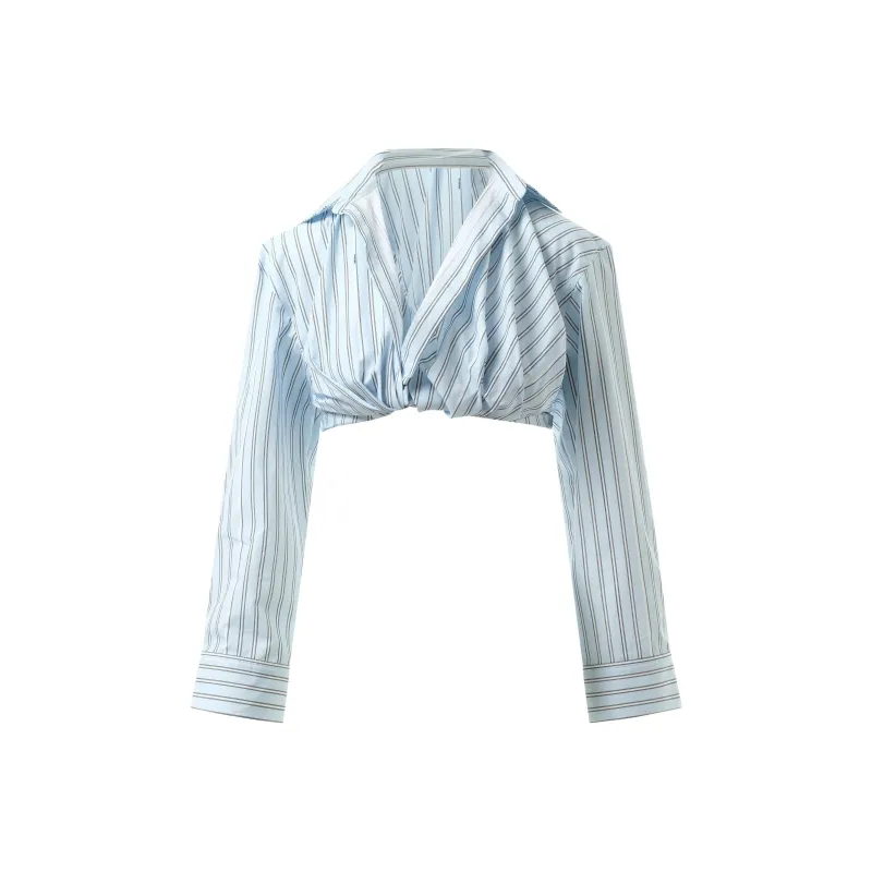 Jacquemus Striped Collared Cropped Shirt-0