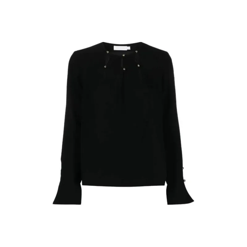 JONATHAN SIMKHAI Sharon Long sleeve Crepe Blouse-0