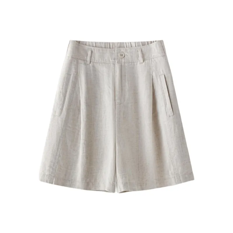 YIRANCHUN Casual Shorts Women's Beige Apricot-1