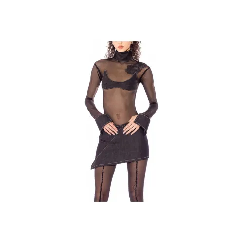 SAMI MIRO VINTAGE THE BODYSUIT IN RAW DENIM Bodysuits Women's BLACK/Black
