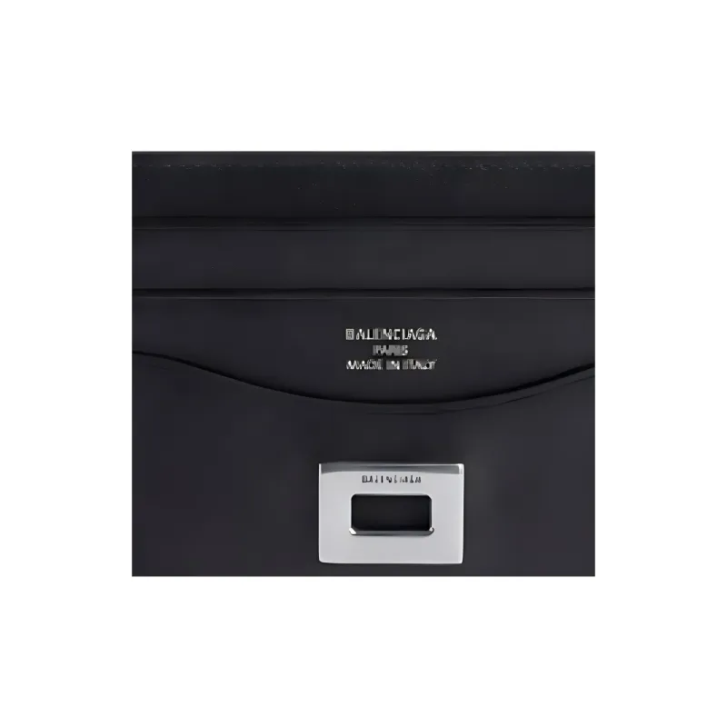 Balenciaga Rodeo Cow Leather Card Holder Unisex Black-2