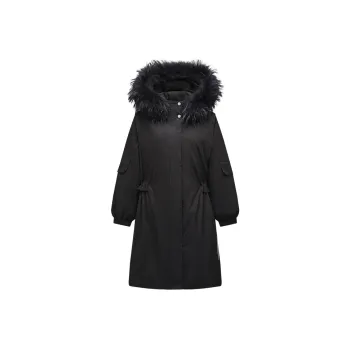 ERAL Solid Color Hooded Mid-Length Down Jacket Women's