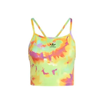 Adidas TIE-DYED CROP TOP Camisole Women's Yellow/Multicolor