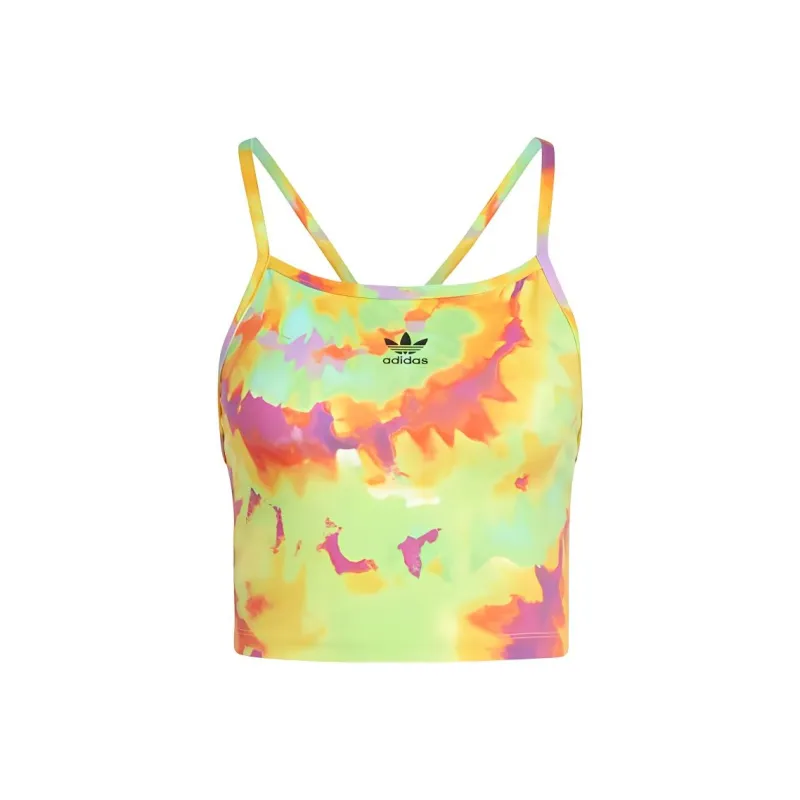 Adidas TIE-DYED CROP TOP Camisole Women's Yellow/Multicolor-0