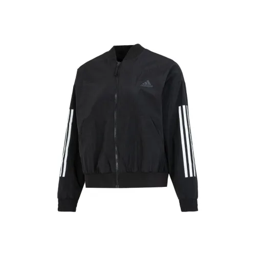 adidas Women'ss Striped Woven Windproof product jacket Black