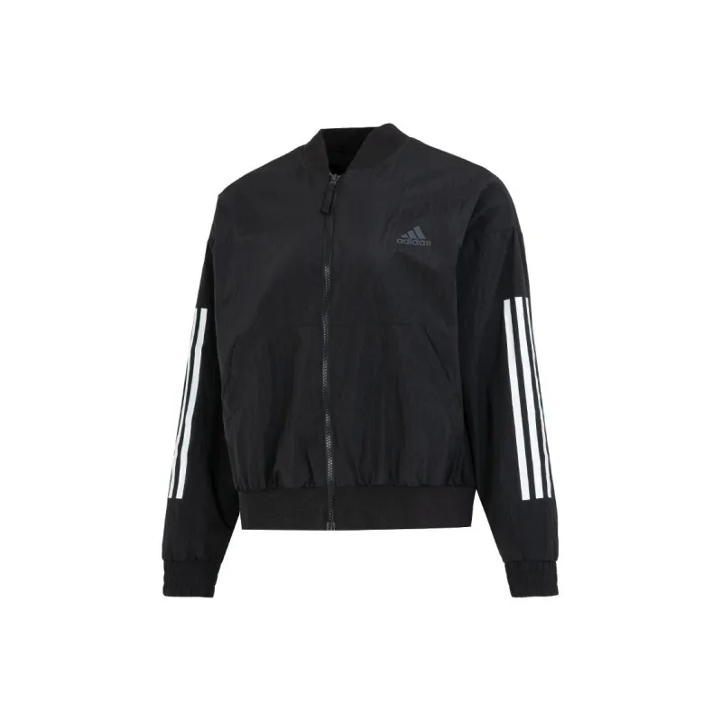 adidas Women'ss Striped Woven Windproof Jacket Black-0