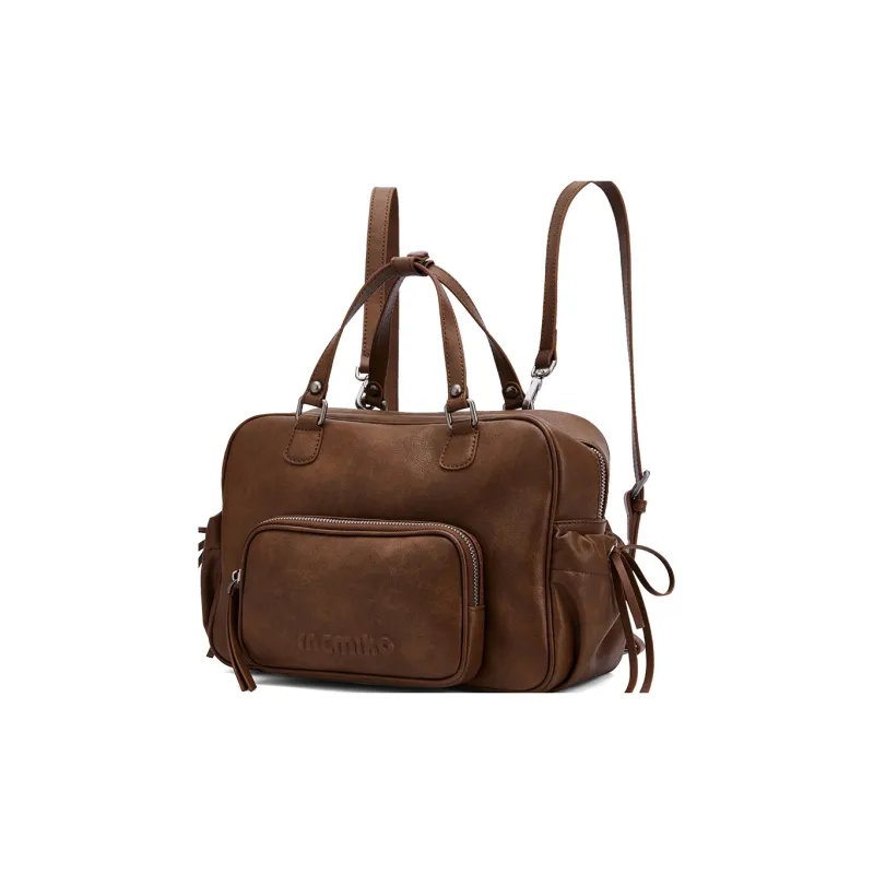 MCMIKO Cow Leather Crossbody Backpack Medium Size Women's Vintage Brown-3