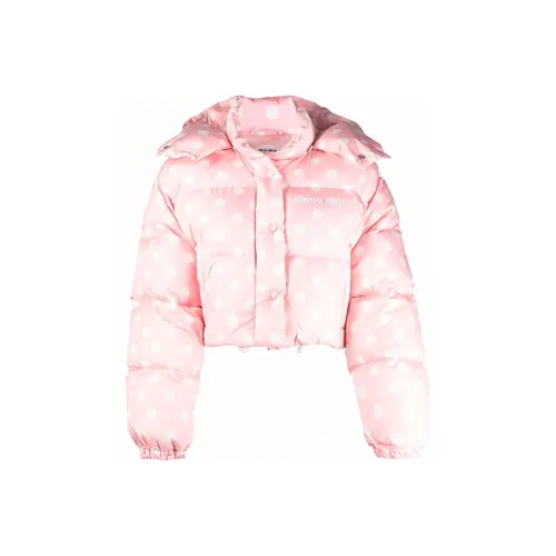 MIU MIU Cropped Printed Nylon Down Jacket 'Pink/White'