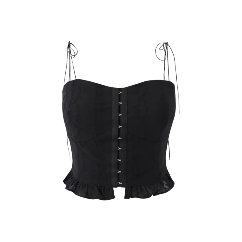 NOT YOUR ROSE SS24 Lace Bustier Sleeveless Camisole Women's Black-0