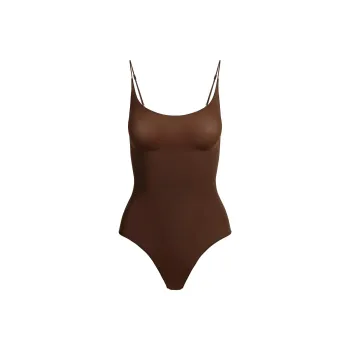 SKIMS SHEER SEAMLESS THONG BODYSUIT Jumpsuit Women's COCOA/Cocoa