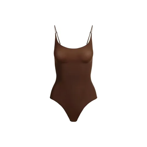 SKIMS SHEER SEAMLESS THONG BODYSUIT Jumpsuit Women's COCOA/Cocoa