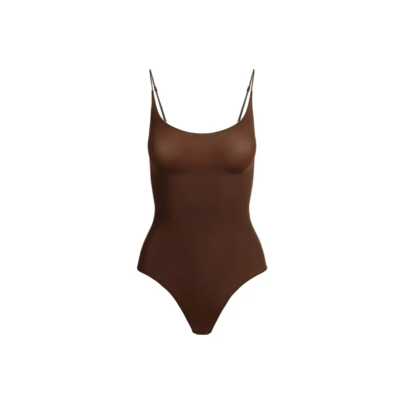 SKIMS SHEER SEAMLESS THONG BODYSUIT Jumpsuit Women's COCOA/Cocoa-0