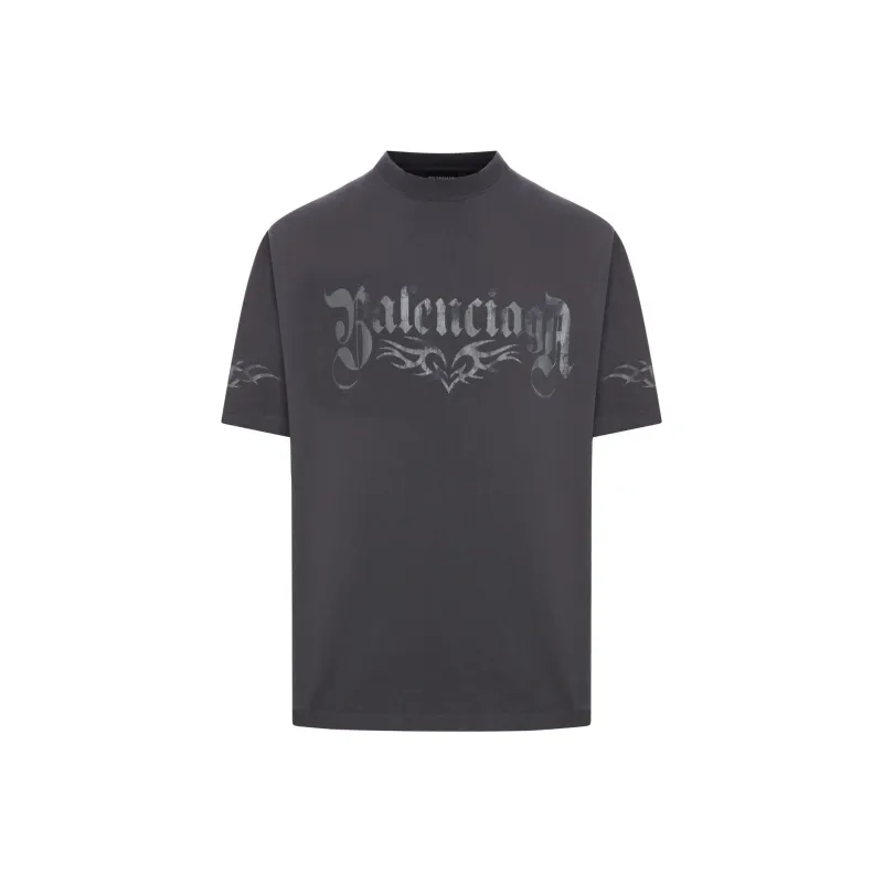 Balenciaga Logo Printed Vintage Medium Fit T Shirt-0